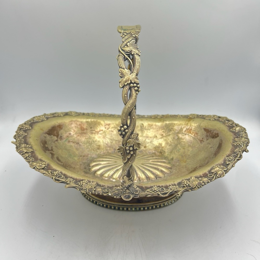 Antique Brechtel & Ran‎ Silverplate Bridal Basket 12" Floral Handle